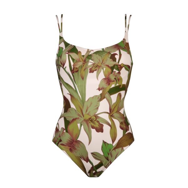 Maillot de bain une pièce imprimé feuilles avec armatures