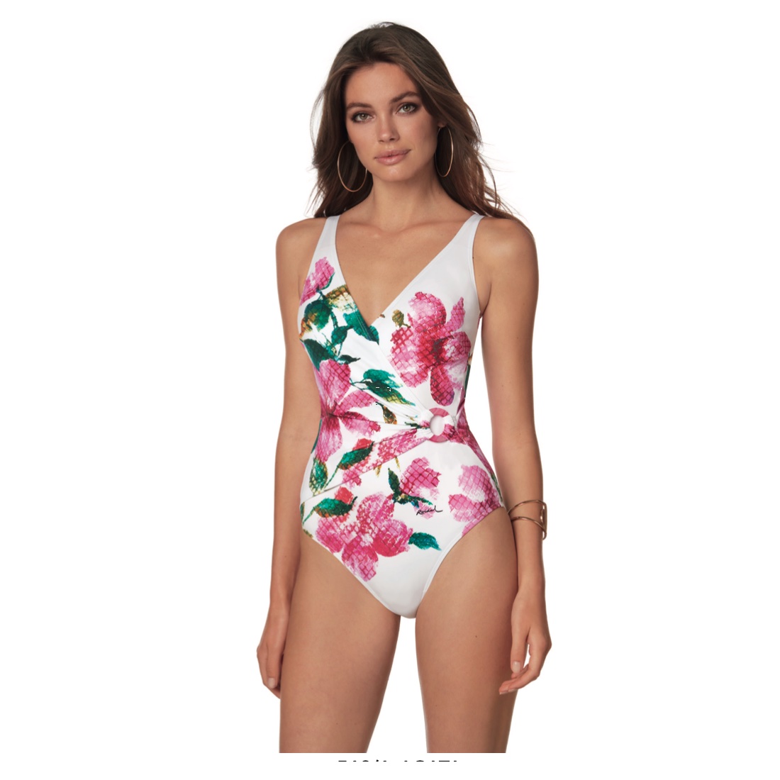 Maillot une pièce fleuri fond blanc avec mousses