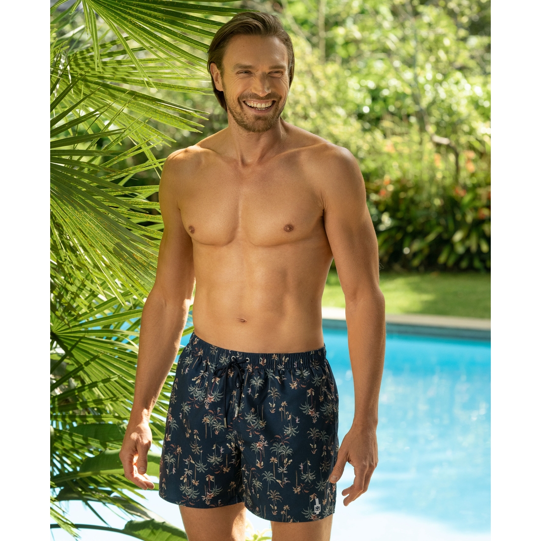 Short de bain hommes imprimé palmiers cancun