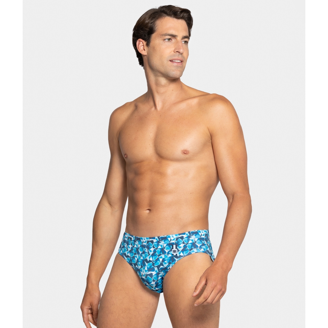 Slip de bain imprimé bleu