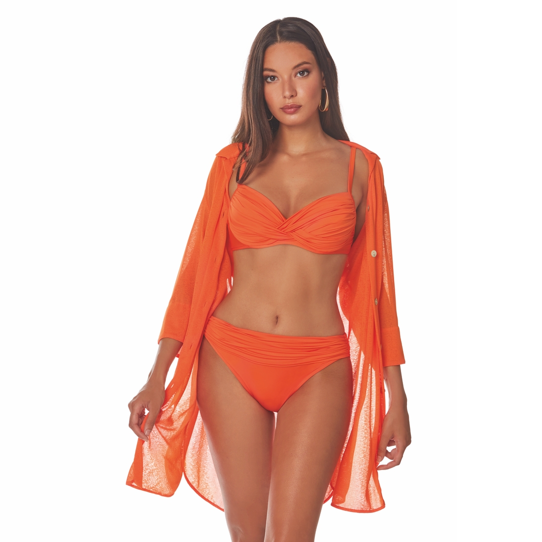 Chemise de plage uni orange