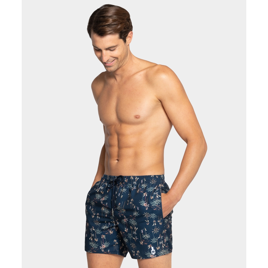 Short de bain court pour hommes imprime palmiers cancun