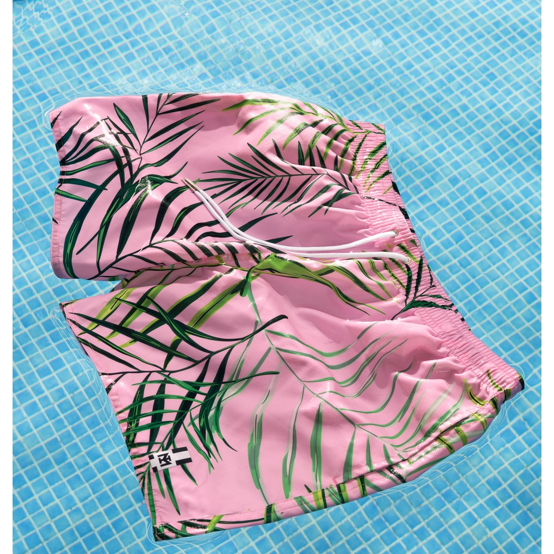 short de bain court hommes imprime rose Tobago