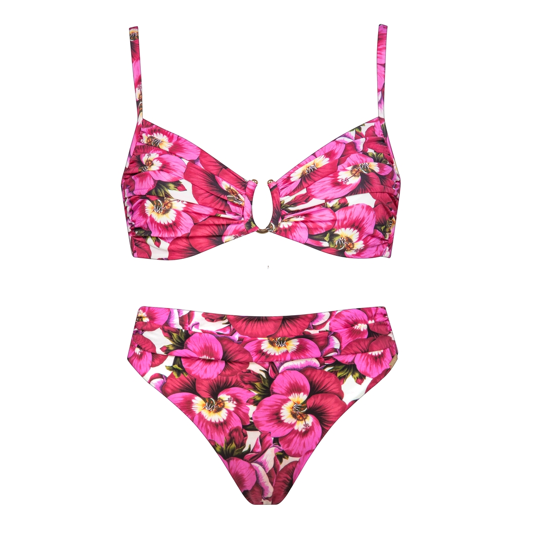 Maillot de bain 2 pièces imprimé rose avec armatures