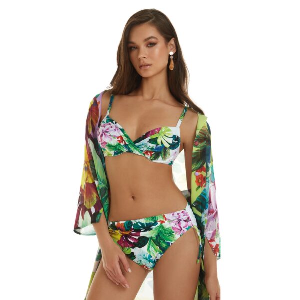Maillot deux pièces avec armatures drapé imprimé fleuri