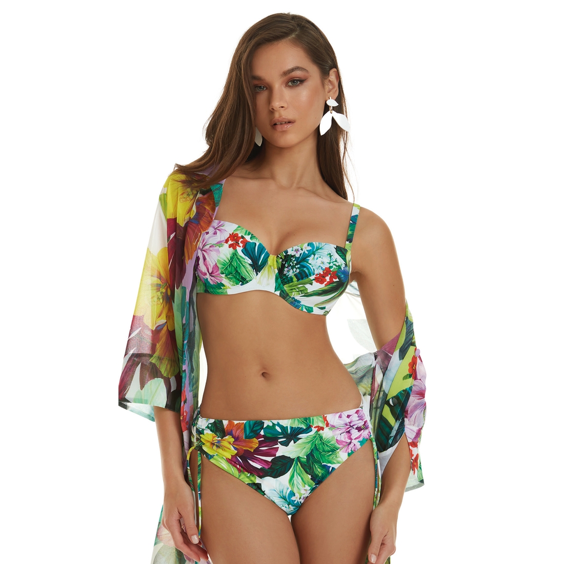 maillot de bain 2 pièces avec coques imprimé fleuri nora