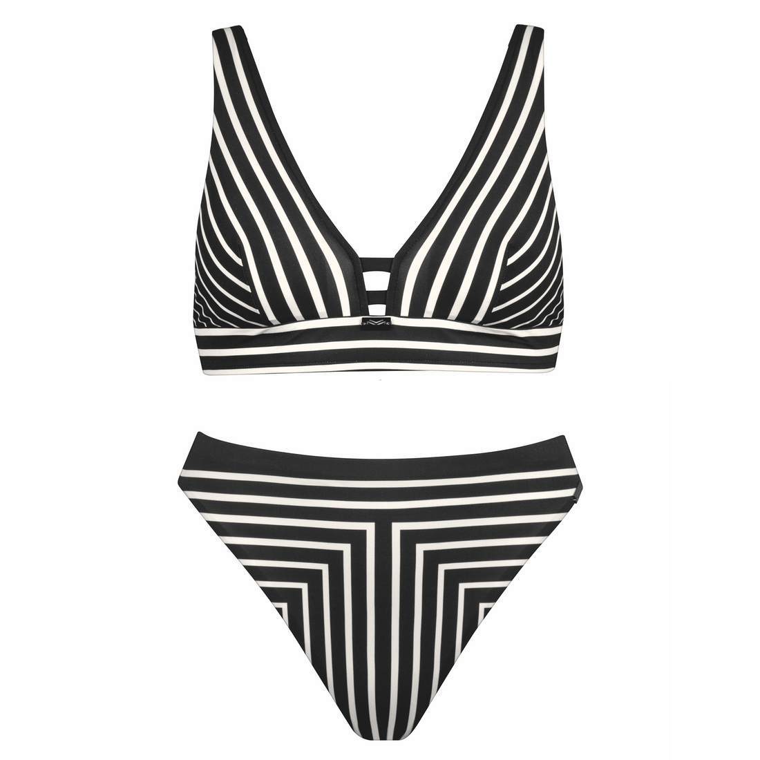 maillot deux pièces chic triangle rayé noir et blanc Allusions