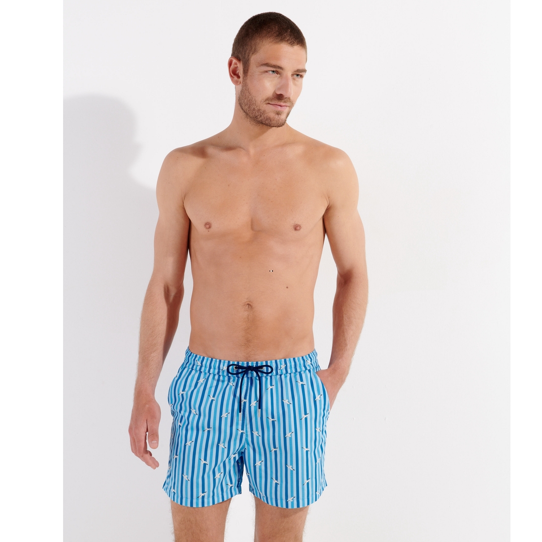 Short de bain rayé impression