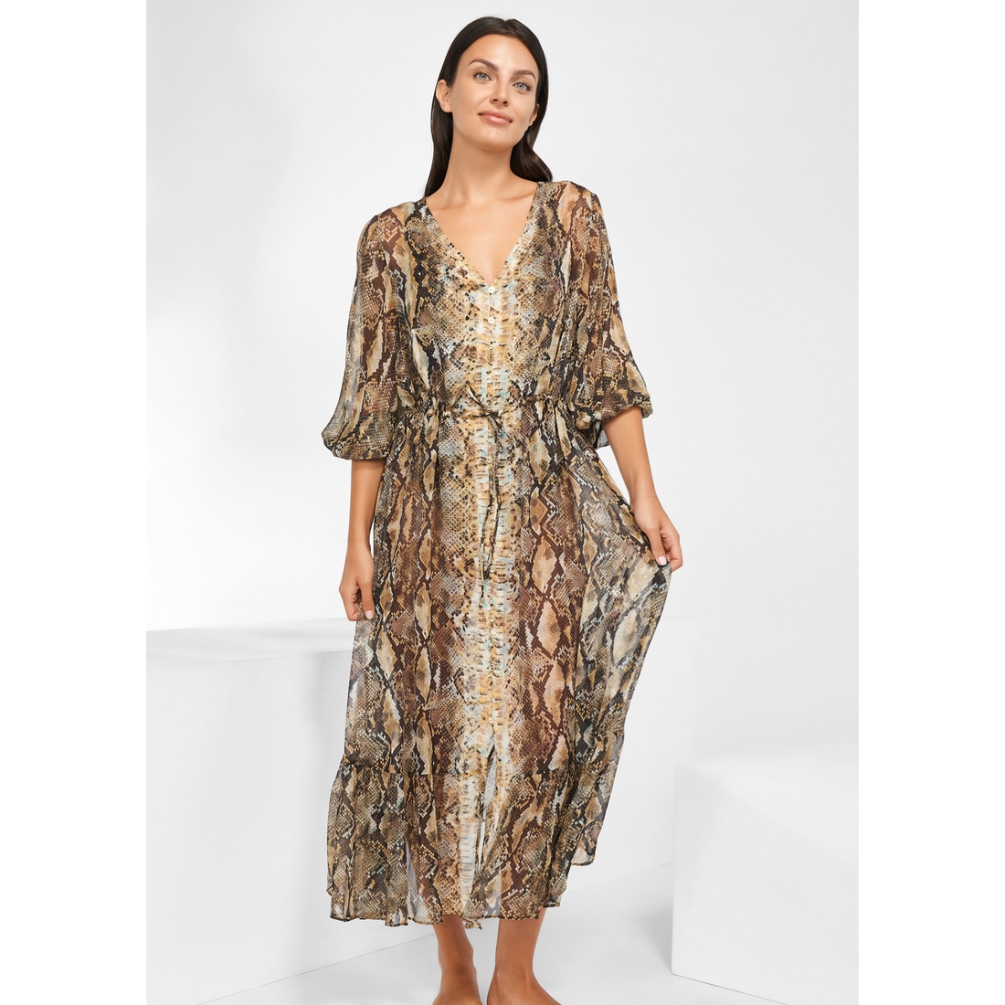 kaftan en soie serpent python
