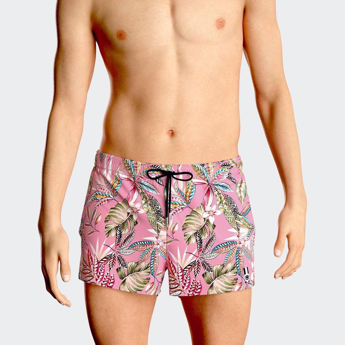 Short de bain court imprimé rose pour hommes
